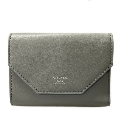 Balenciaga Trifold Wallet Envelope Mini Gray Light Blue Leather