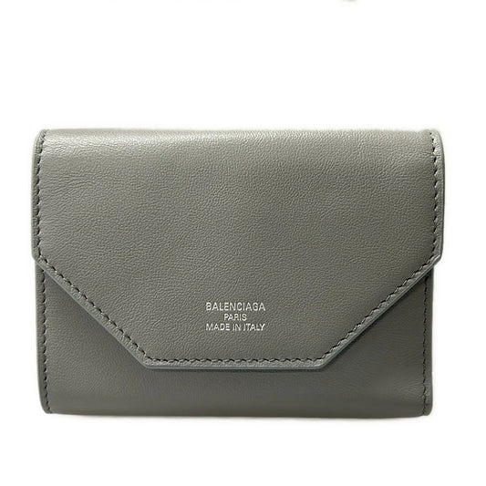 Balenciaga Trifold Wallet Envelope Mini Gray Light Blue Leather