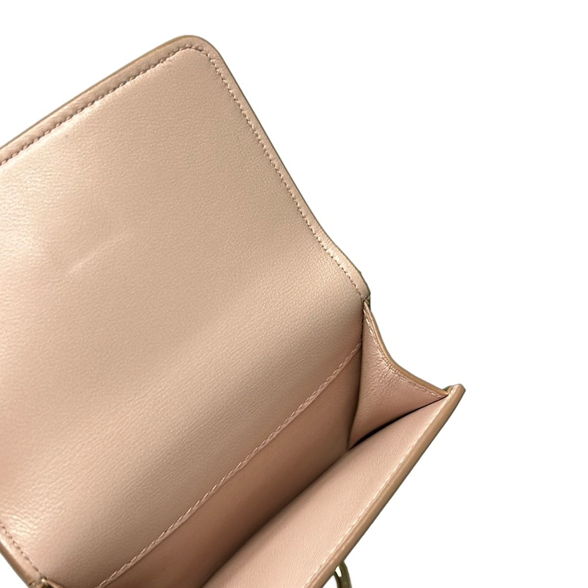 Bvlgari Trifold Wallet Gold Beige Leather — view 4