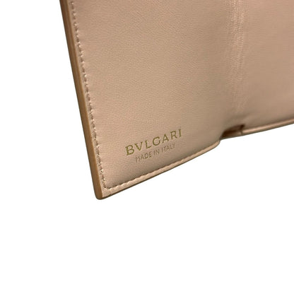 Bvlgari Trifold Wallet Gold Beige Leather — view 5