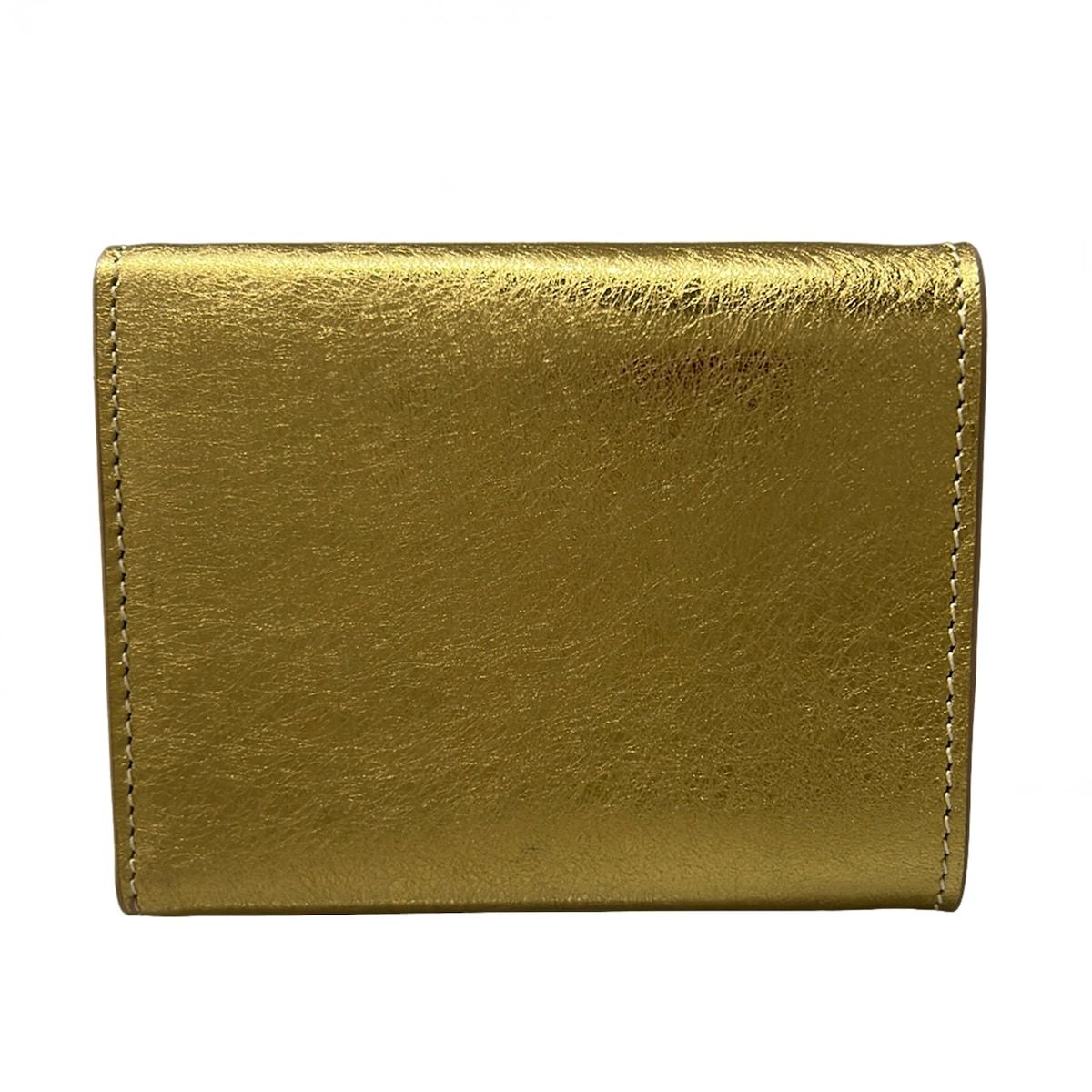 Bvlgari Trifold Wallet Gold Beige Leather — view 2