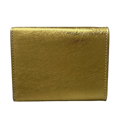 Bvlgari Trifold Wallet Gold Beige Leather — view 2