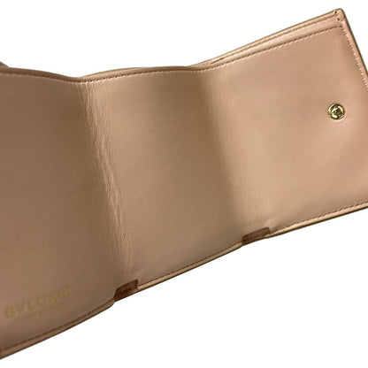 Bvlgari Trifold Wallet Gold Beige Leather — view 3
