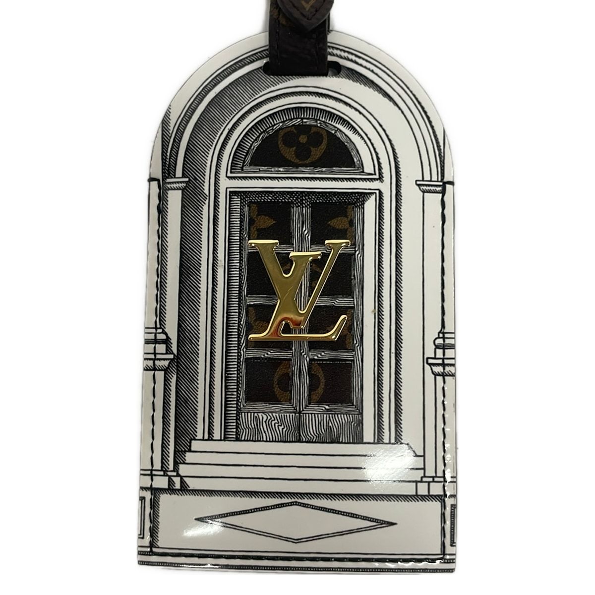 Louis Vuitton LV Fornasetti Porte Cles Tagua Kitetura Monogram White Name — view 4