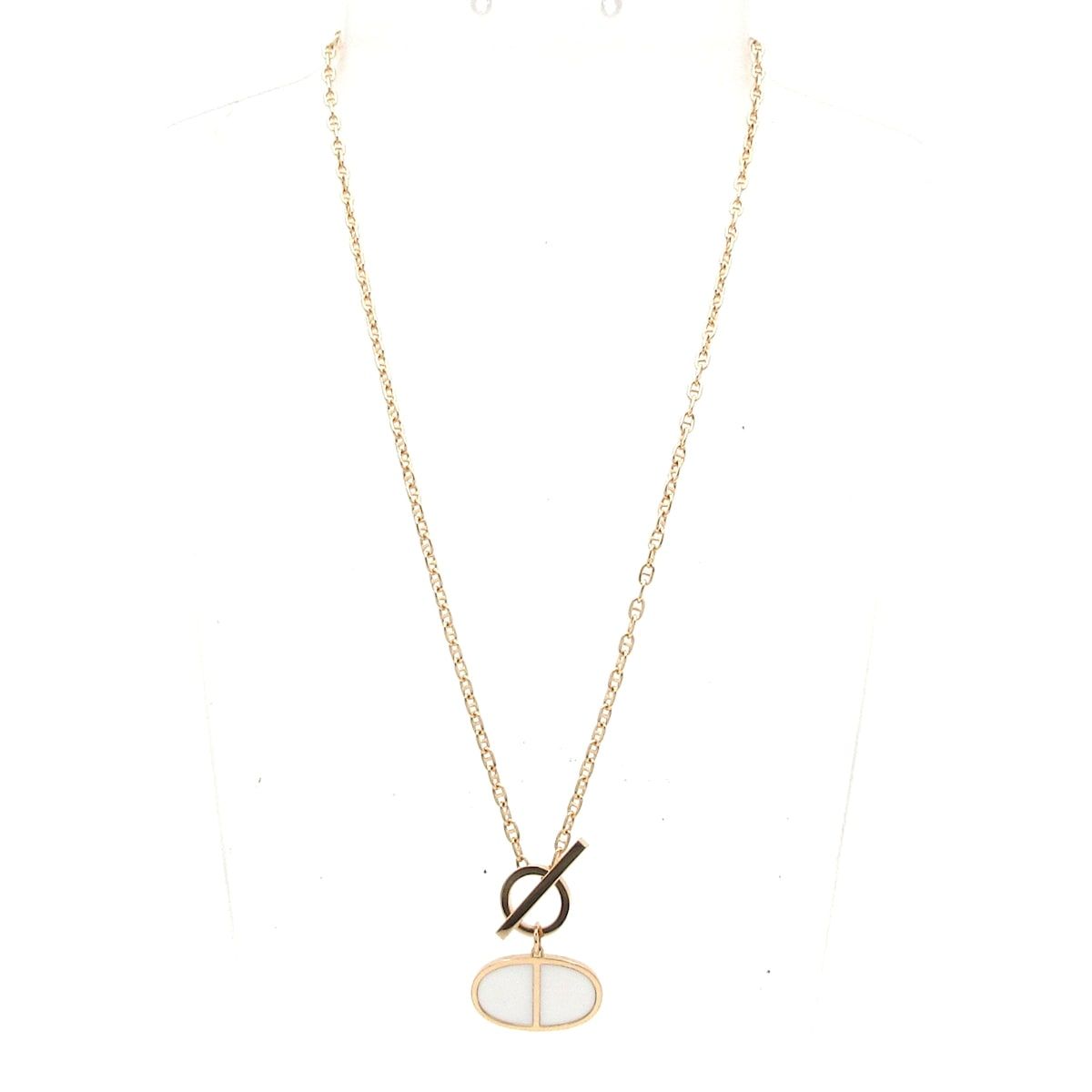 Hermes Necklace Chaine D'ancre Verso 18k Pink Gold Ceramic — view 2
