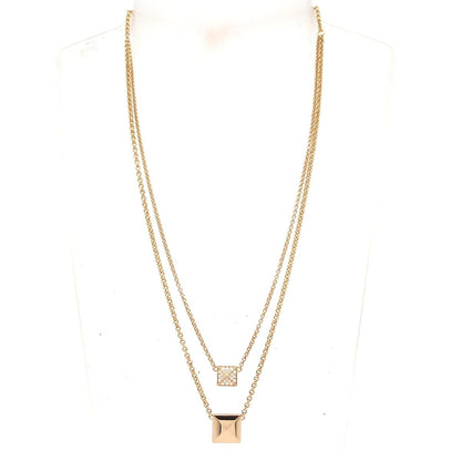 Hermes Necklace Cour de 18k Pink Gold Diamond Double Strand — view 2