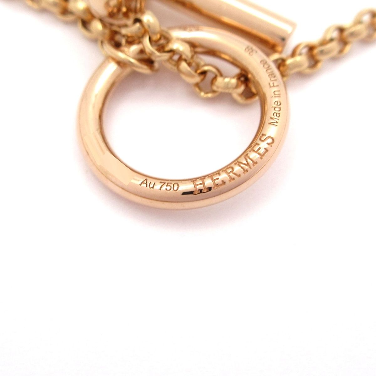 Hermes Necklace Cour de 18k Pink Gold Diamond Double Strand — view 5