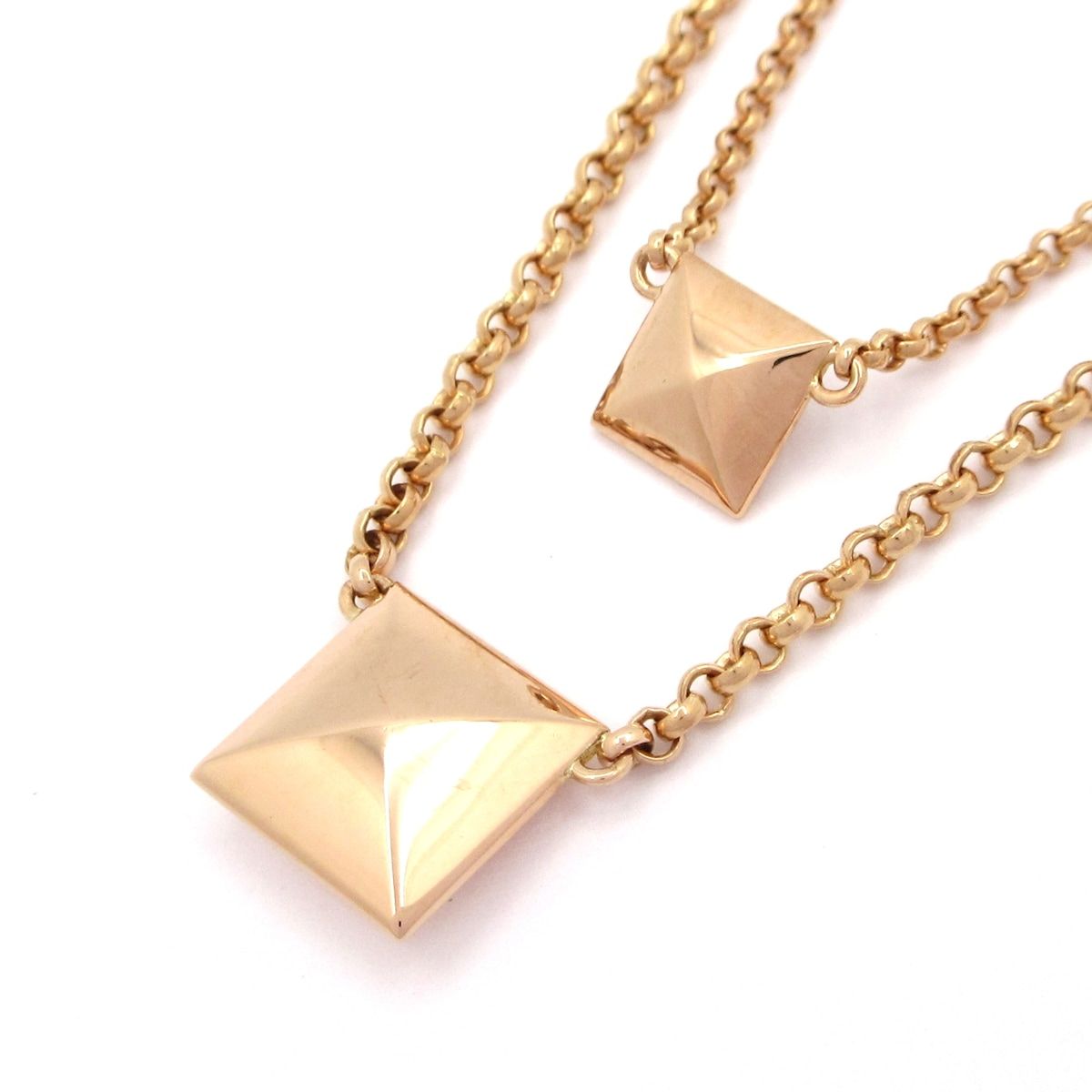 Hermes Necklace Cour de 18k Pink Gold Diamond Double Strand — view 3