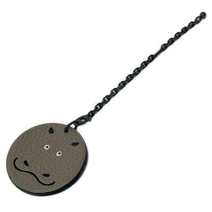 Hermes Key Holder Animal Key Gray Ju Silver Cover 925 Leather