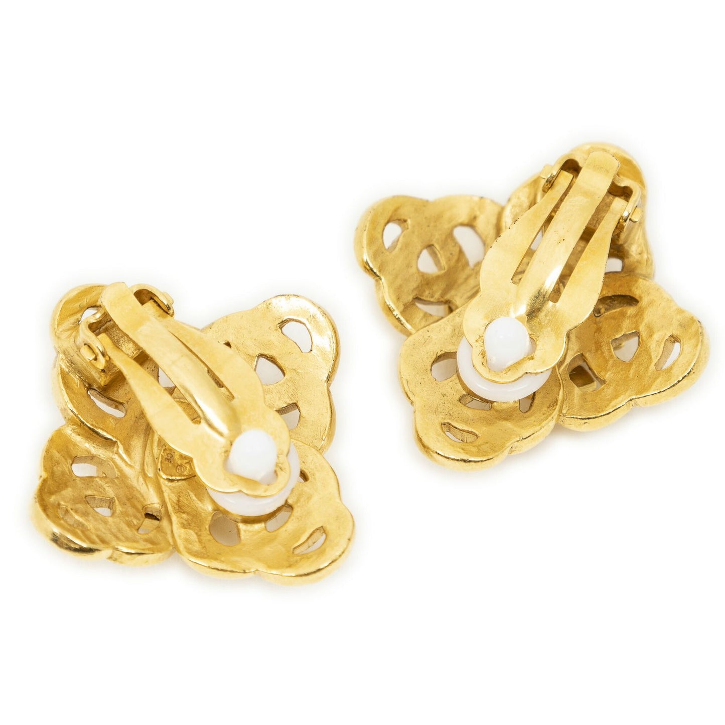 Chanel CC Diamond Clip on Earrings Gold Plated — view 2