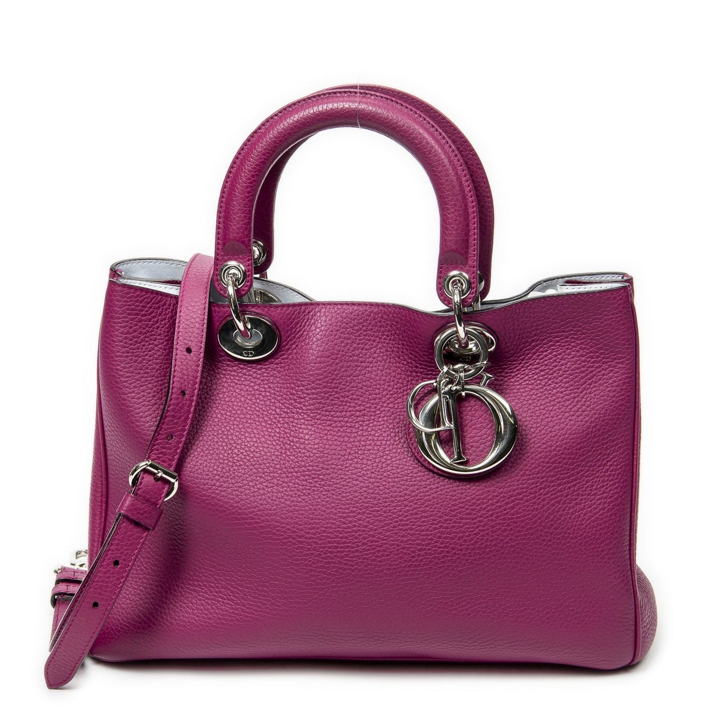 Dior Diorissimo Tote Purple Gray Calfskin Leather