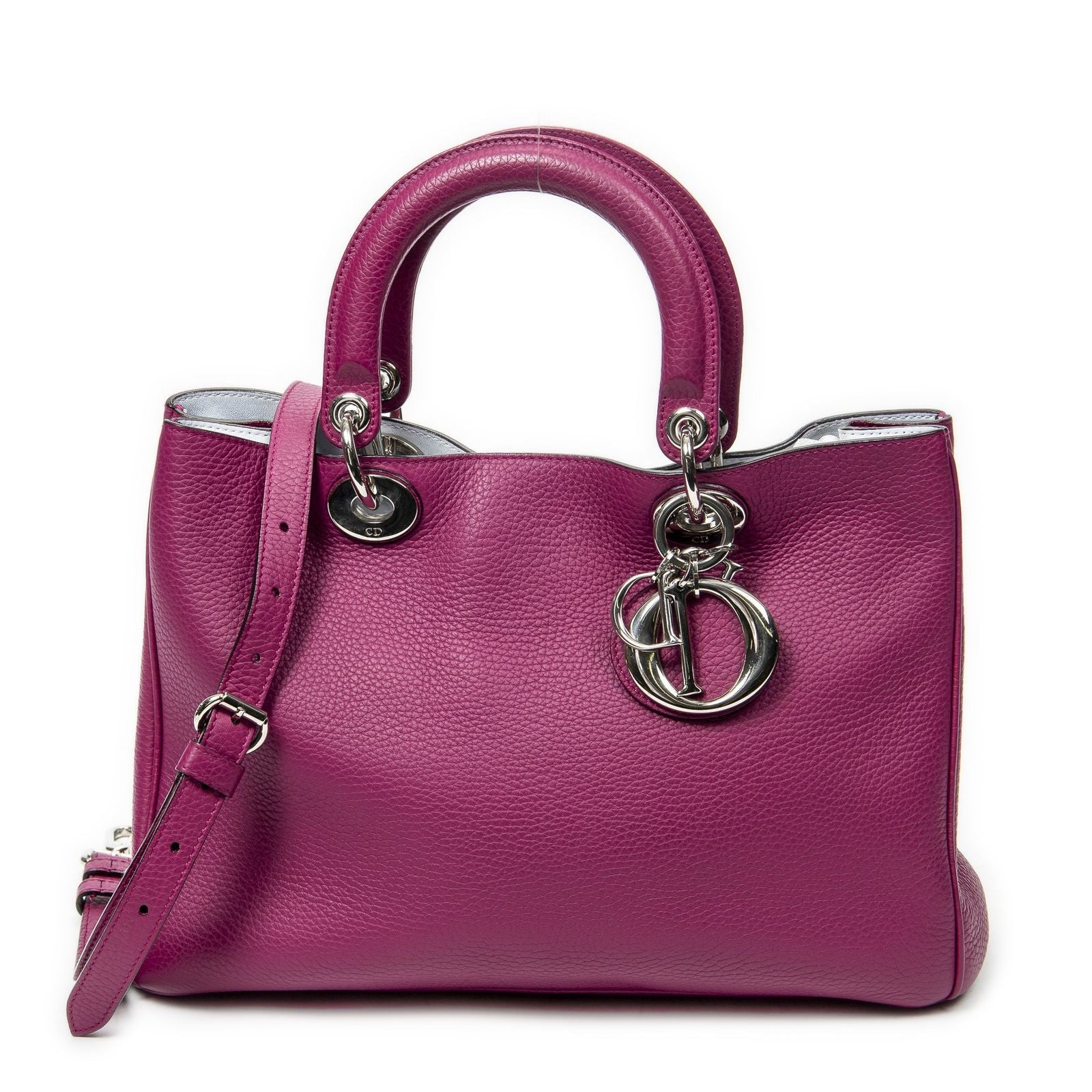 Dior Diorissimo Tote Purple Gray Calfskin Leather