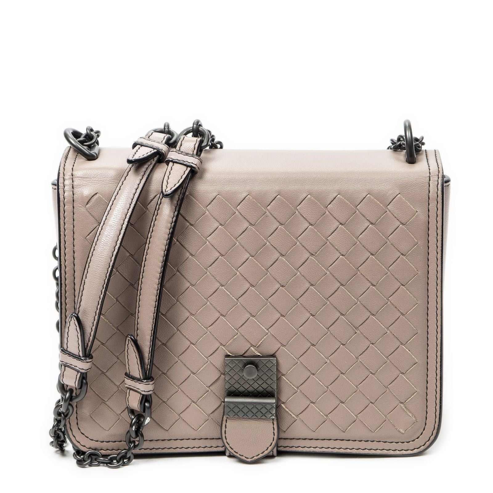 Bottega Veneta Mini Runway Pink Intrecciato Leather Messenger