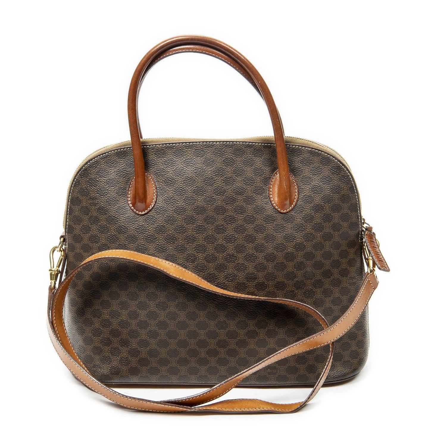 Celine Dome Top Handle Brown Macadam Canvas — view 5