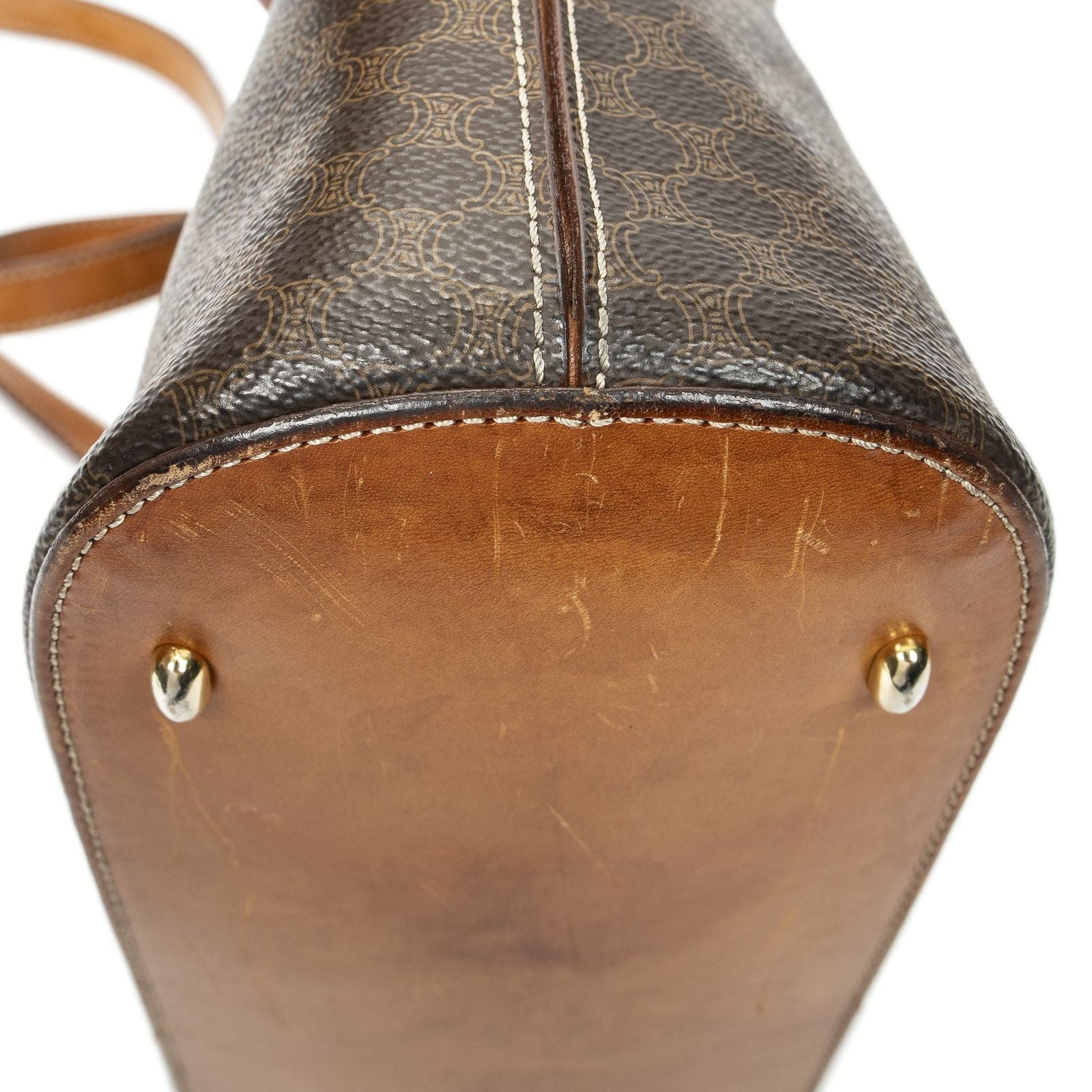 Celine Dome Top Handle Brown Macadam Canvas — view 8