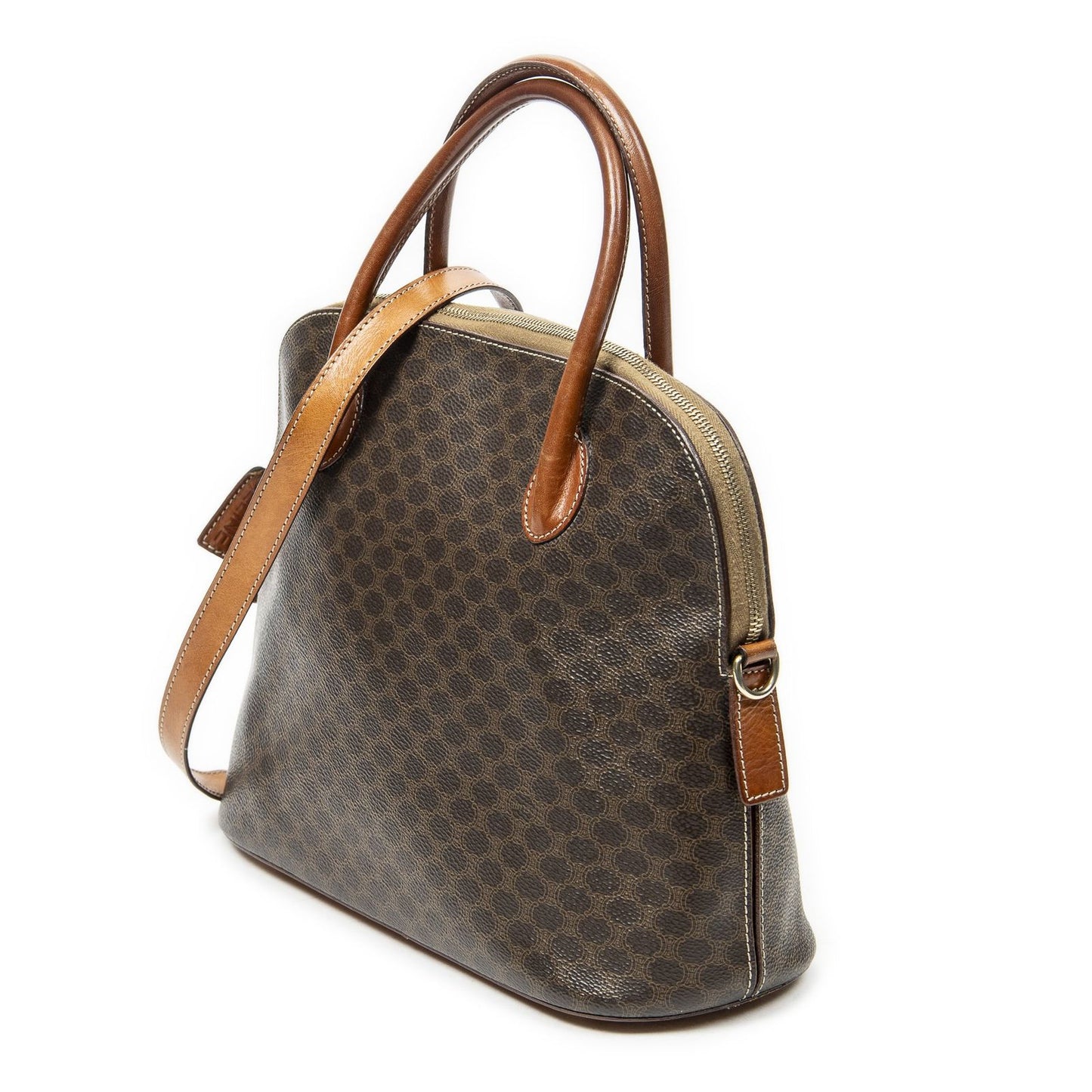 Celine Dome Top Handle Brown Macadam Canvas — view 2