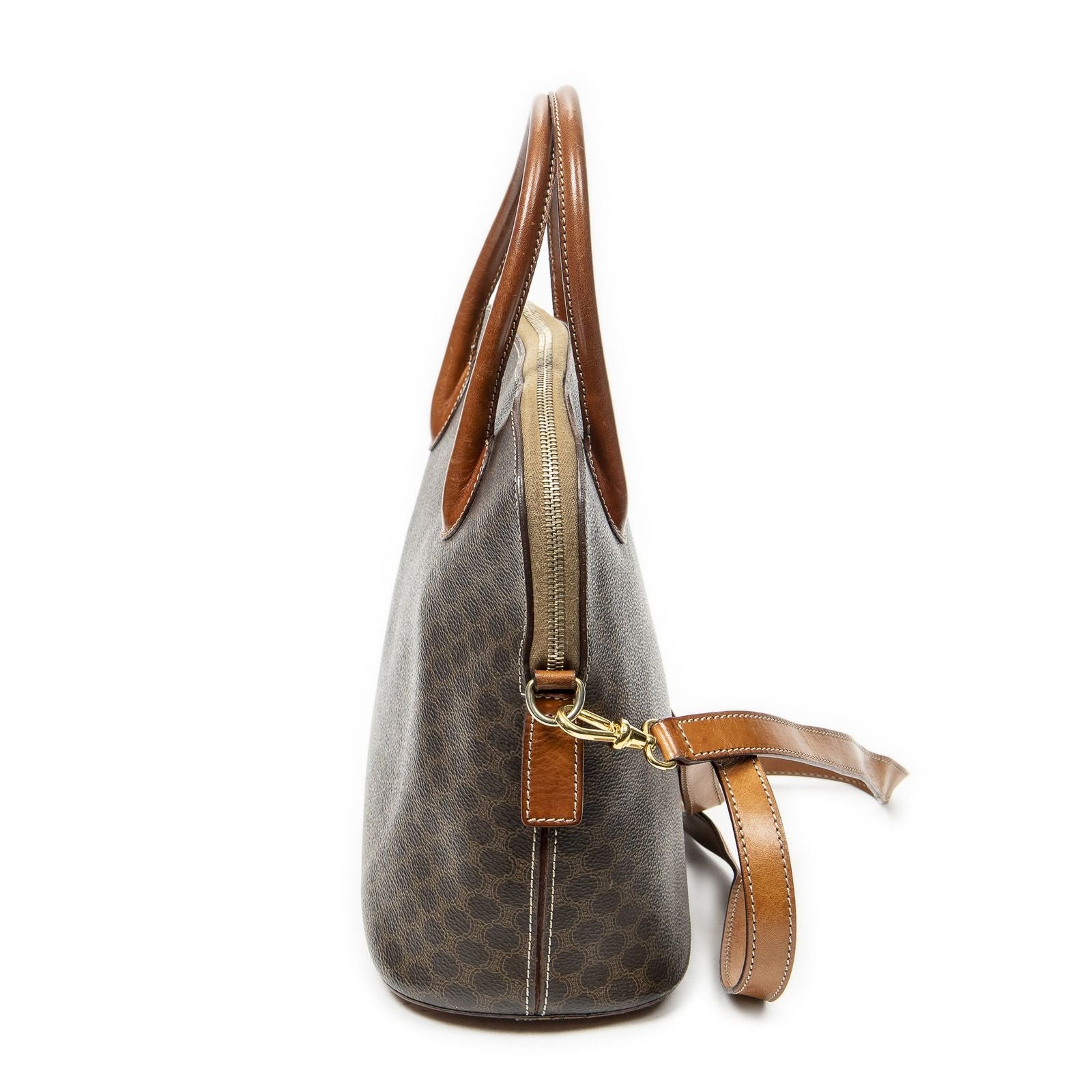 Celine Dome Top Handle Brown Macadam Canvas — view 3
