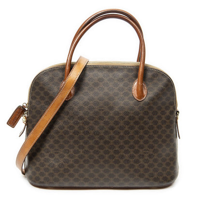 Celine Dome Top Handle Brown Macadam Canvas