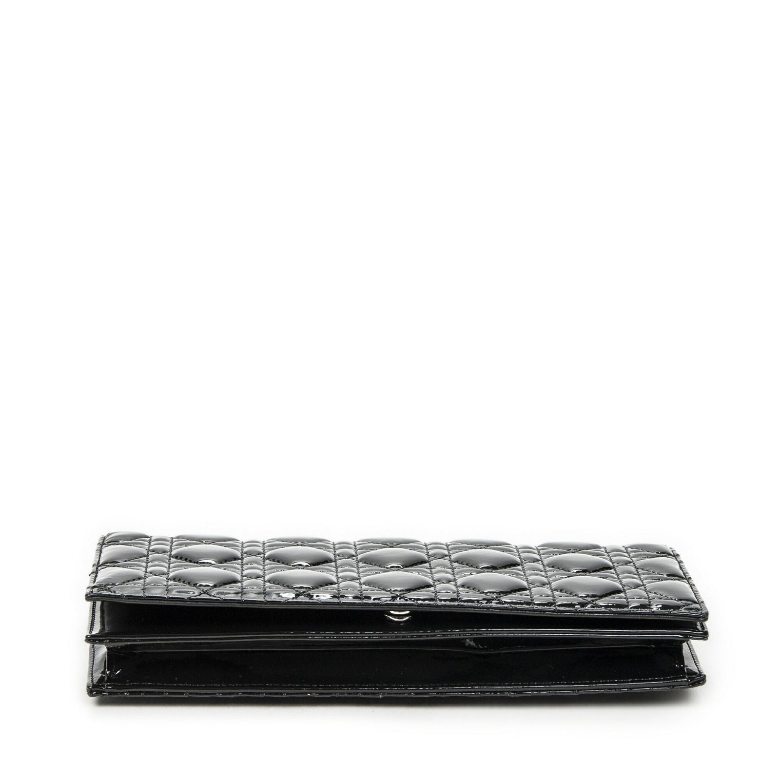 Dior Lady Dior Chain Clutch Black Cannage Patent Leather — view 6