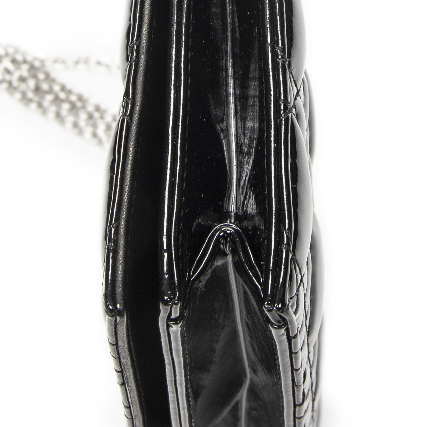 Dior Lady Dior Chain Clutch Black Cannage Patent Leather — view 8