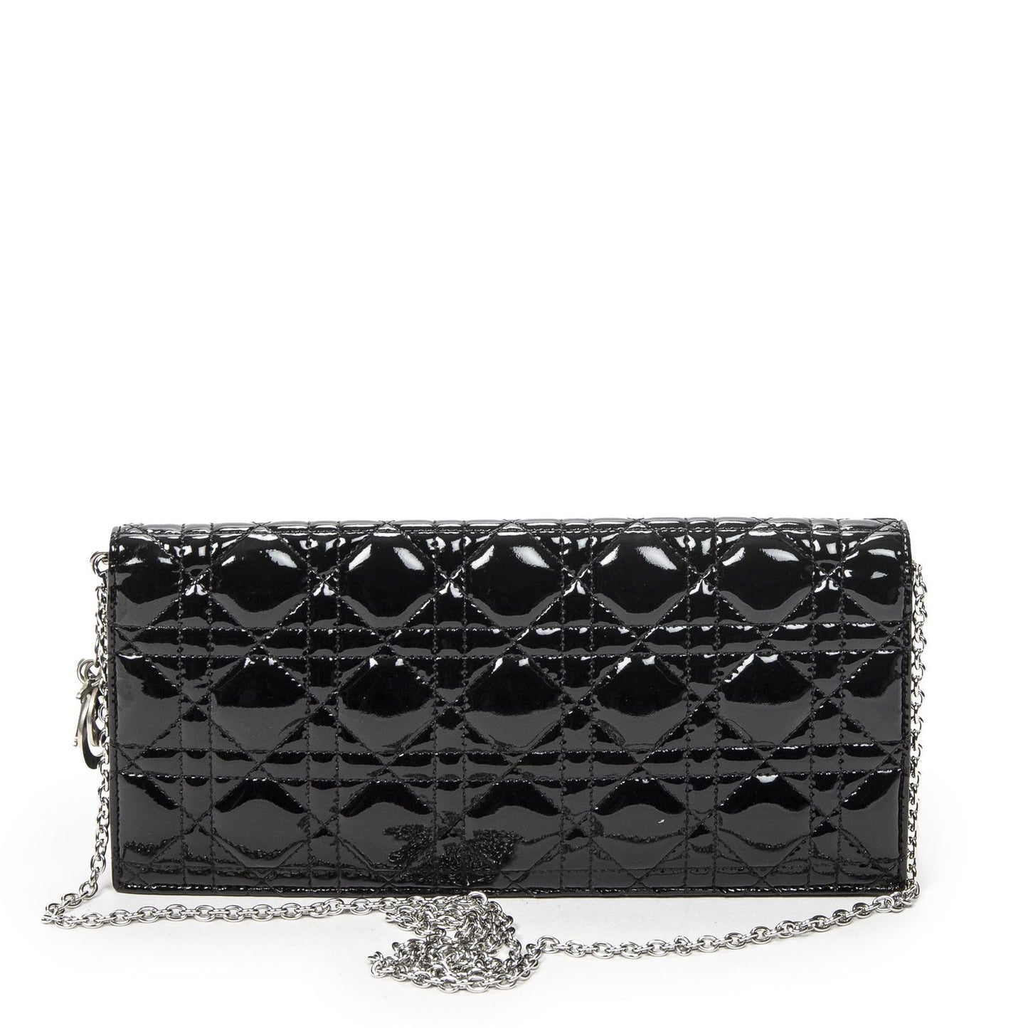 Dior Lady Dior Chain Clutch Black Cannage Patent Leather — view 5
