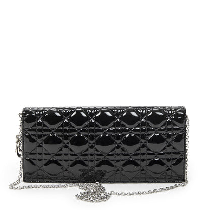 Dior Lady Dior Chain Clutch Black Cannage Patent Leather — view 5