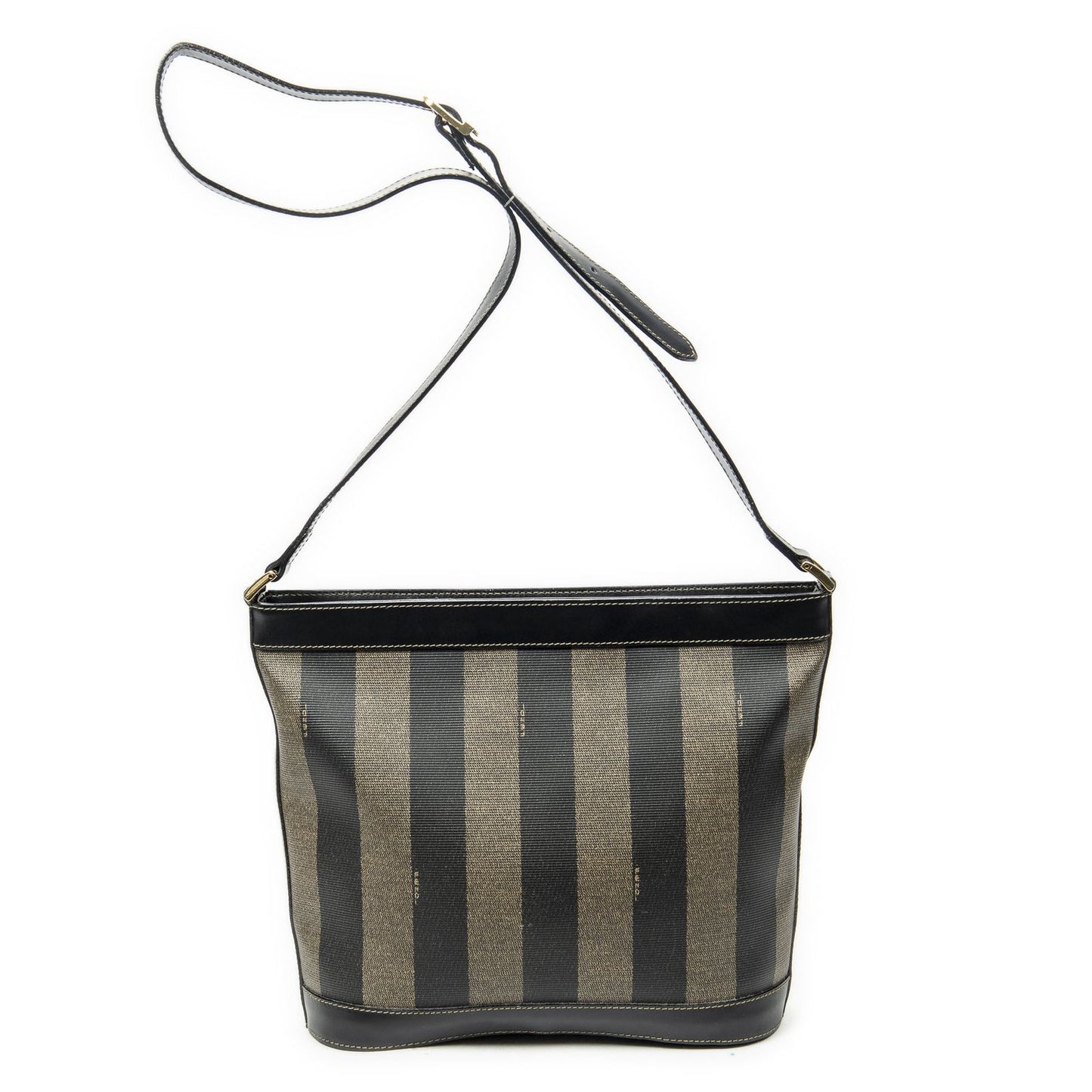 Fendi Bucket Crossbody Brown Black Pecan Stripe Canvas — view 5