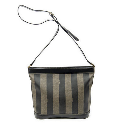 Fendi Bucket Crossbody Brown Black Pecan Stripe Canvas — view 5