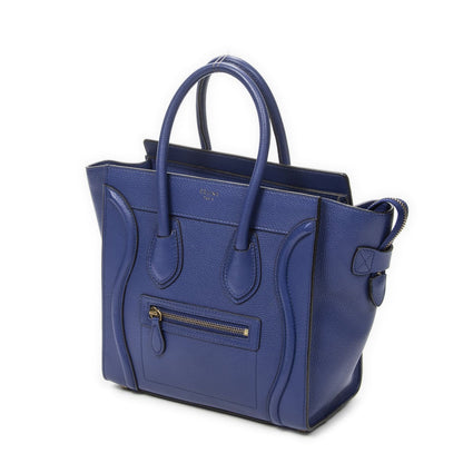 Celine Micro Luggage Royal Blue Gray Calfskin Leather — view 2