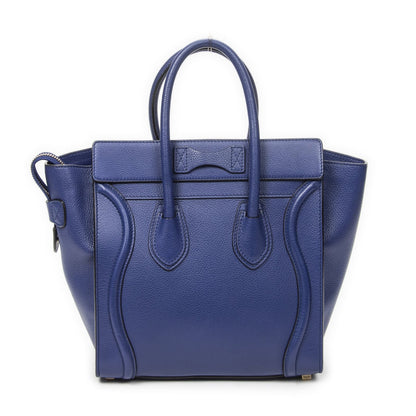 Celine Micro Luggage Royal Blue Gray Calfskin Leather — view 5