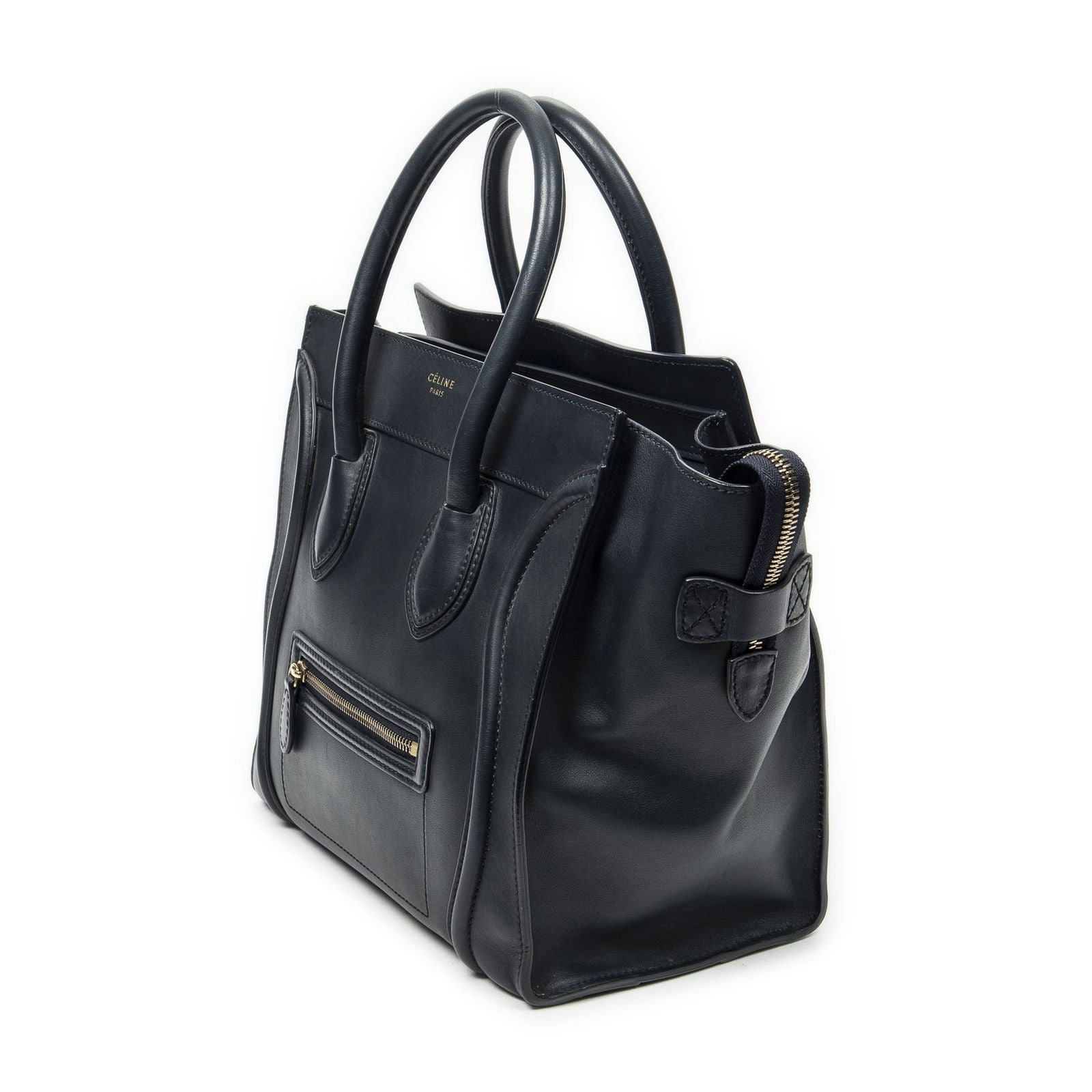 Celine Luggage Bag Navy Calfskin Leather — view 2