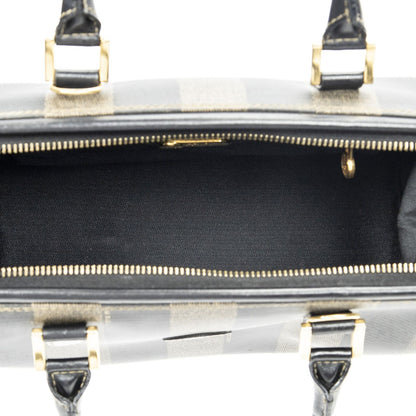 Fendi Frame Boston Brown Black Pecan Stripe Canvas Shoulder — view 9