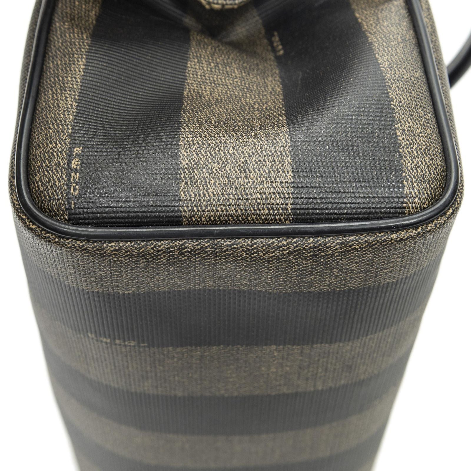Fendi Frame Boston Brown Black Pecan Stripe Canvas Shoulder — view 7