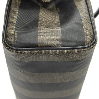Fendi Frame Boston Brown Black Pecan Stripe Canvas Shoulder — view 7