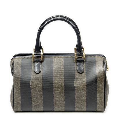 Fendi Frame Boston Brown Black Pecan Stripe Canvas Shoulder — view 5