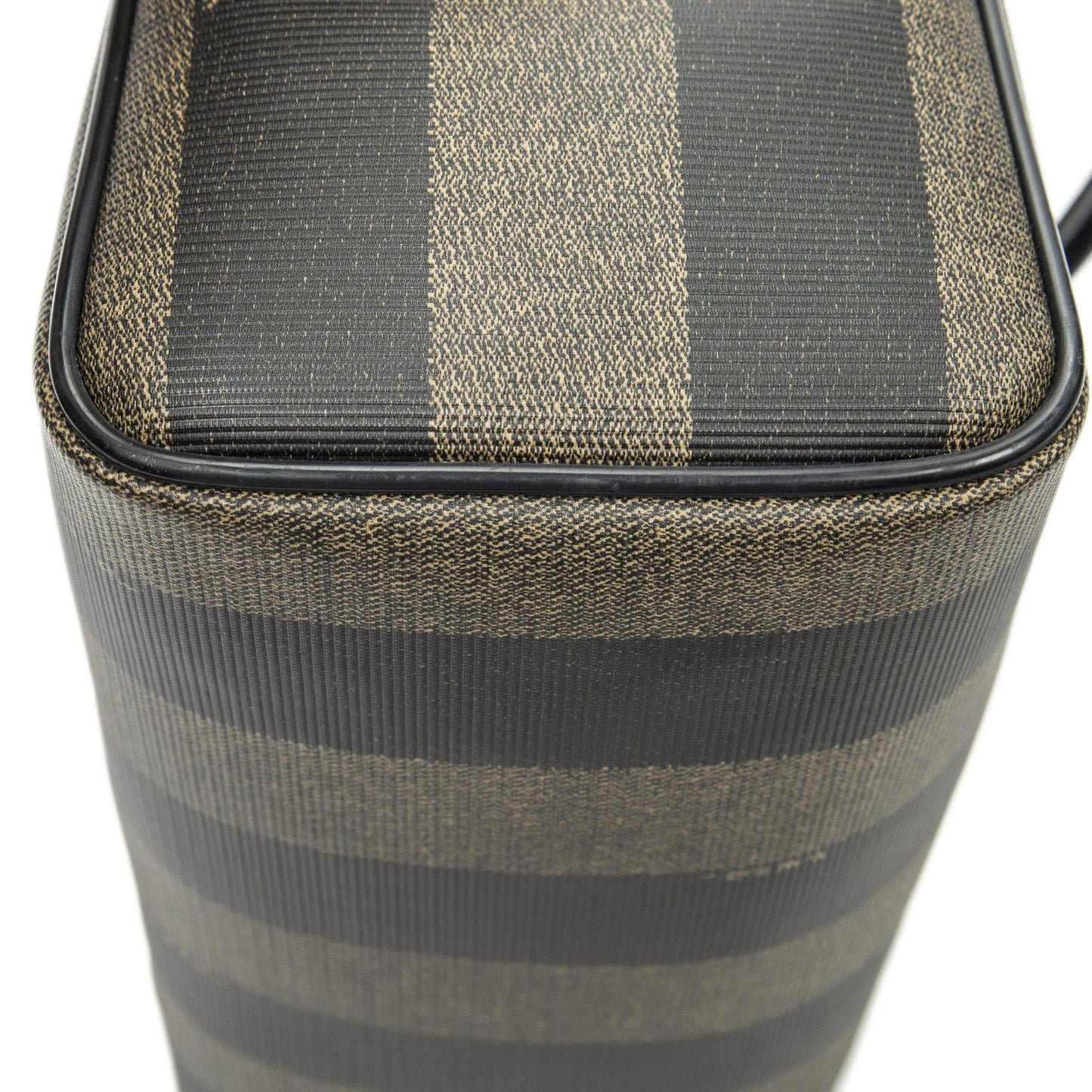 Fendi Frame Boston Brown Black Pecan Stripe Canvas Shoulder — view 8
