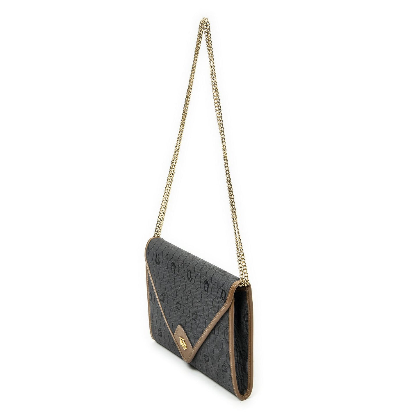 Dior Vintage Envelope Clutch Gray Brown Honeycomb Canvas — view 2