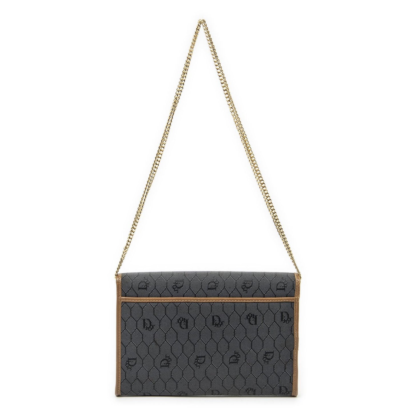 Dior Vintage Envelope Clutch Gray Brown Honeycomb Canvas — view 5