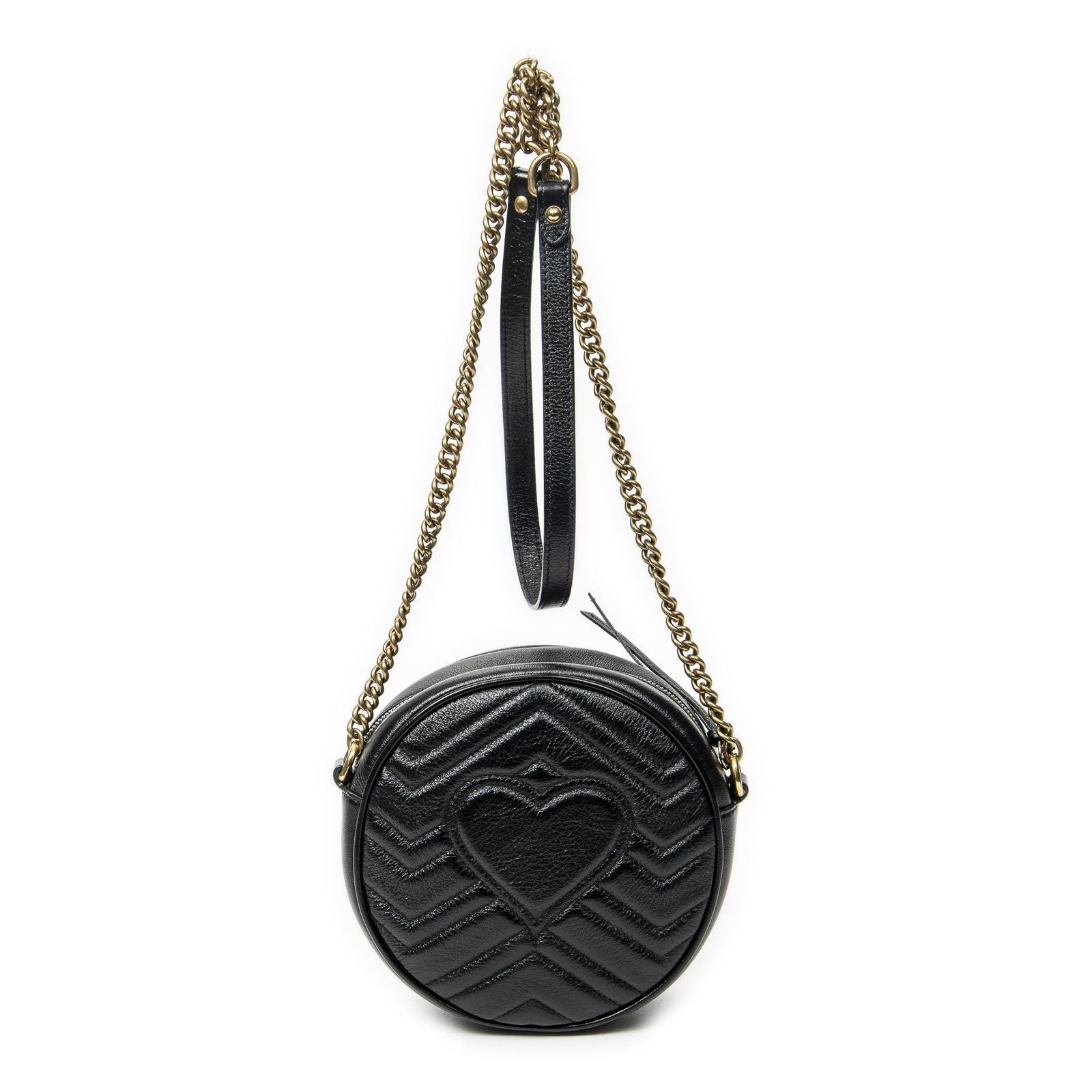 Gucci Small GG Marmont Chain Crossbody Black Matelasse Chez Blanc Leather — view 5