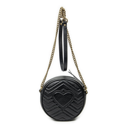 Gucci Small GG Marmont Chain Crossbody Black Matelasse Chez Blanc Leather — view 5