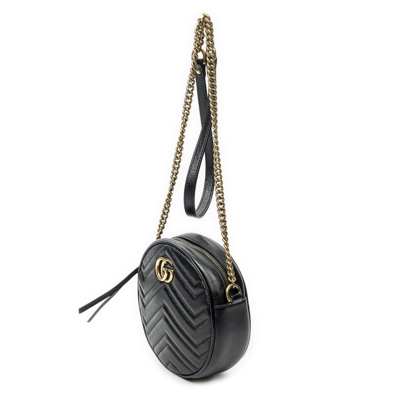 Gucci Small GG Marmont Chain Crossbody Black Matelasse Chez Blanc Leather — view 2