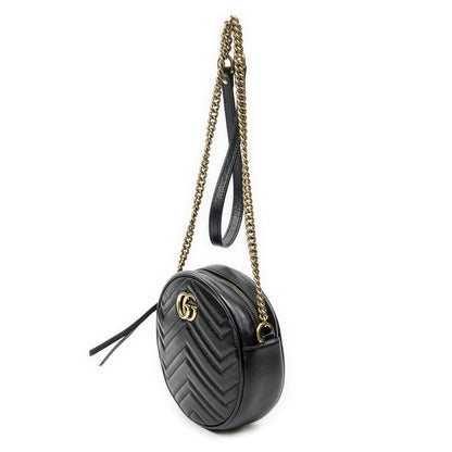 Gucci Small GG Marmont Chain Crossbody Black Matelasse Chez Blanc Leather — view 2