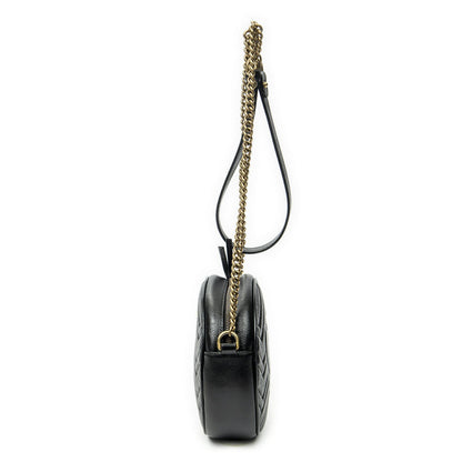 Gucci Small GG Marmont Chain Crossbody Black Matelasse Chez Blanc Leather — view 3