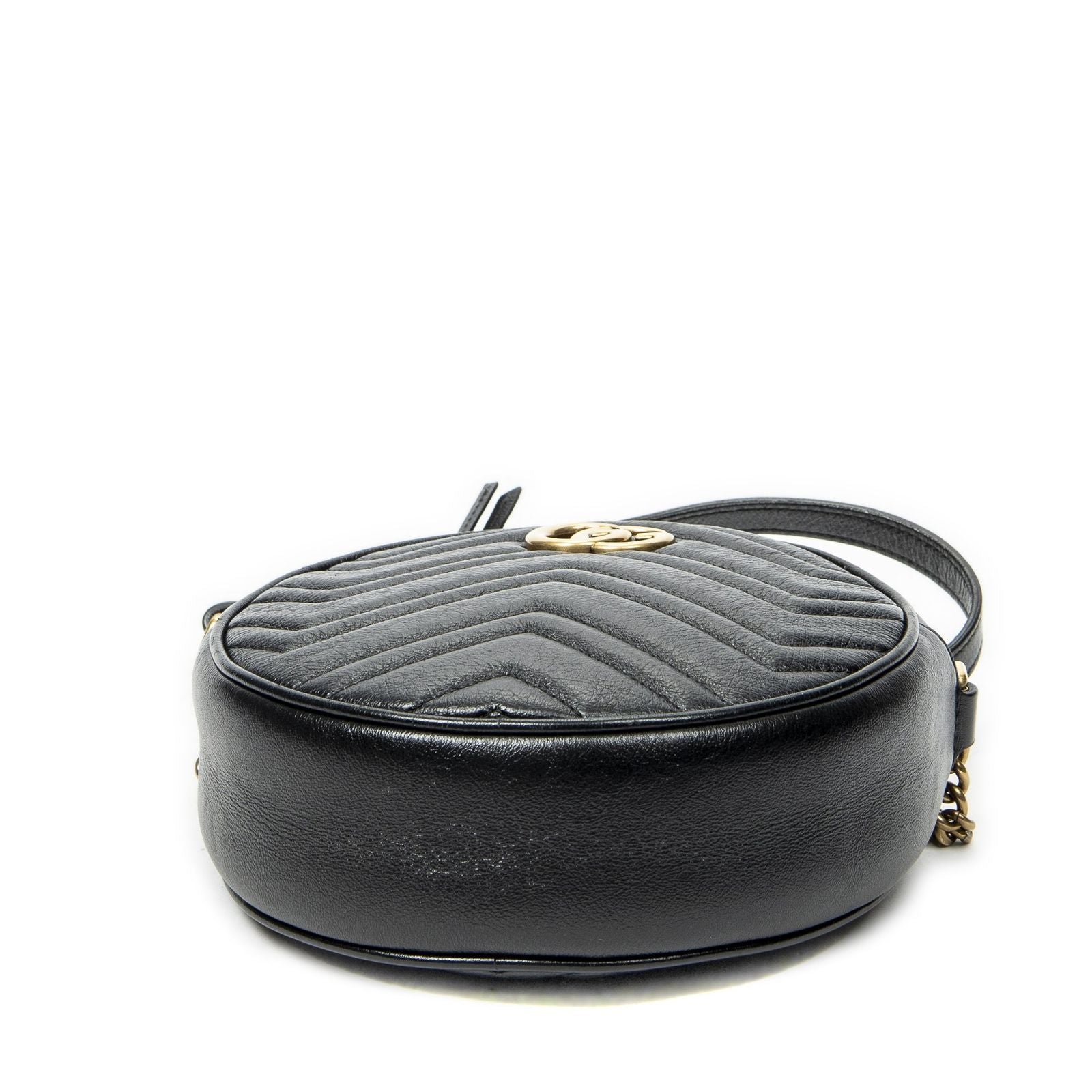 Gucci Small GG Marmont Chain Crossbody Black Matelasse Chez Blanc Leather — view 6
