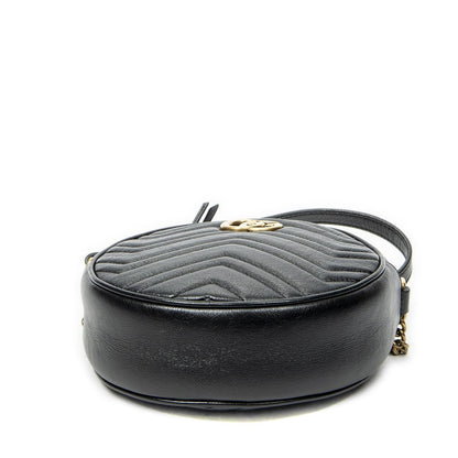 Gucci Small GG Marmont Chain Crossbody Black Matelasse Chez Blanc Leather — view 6