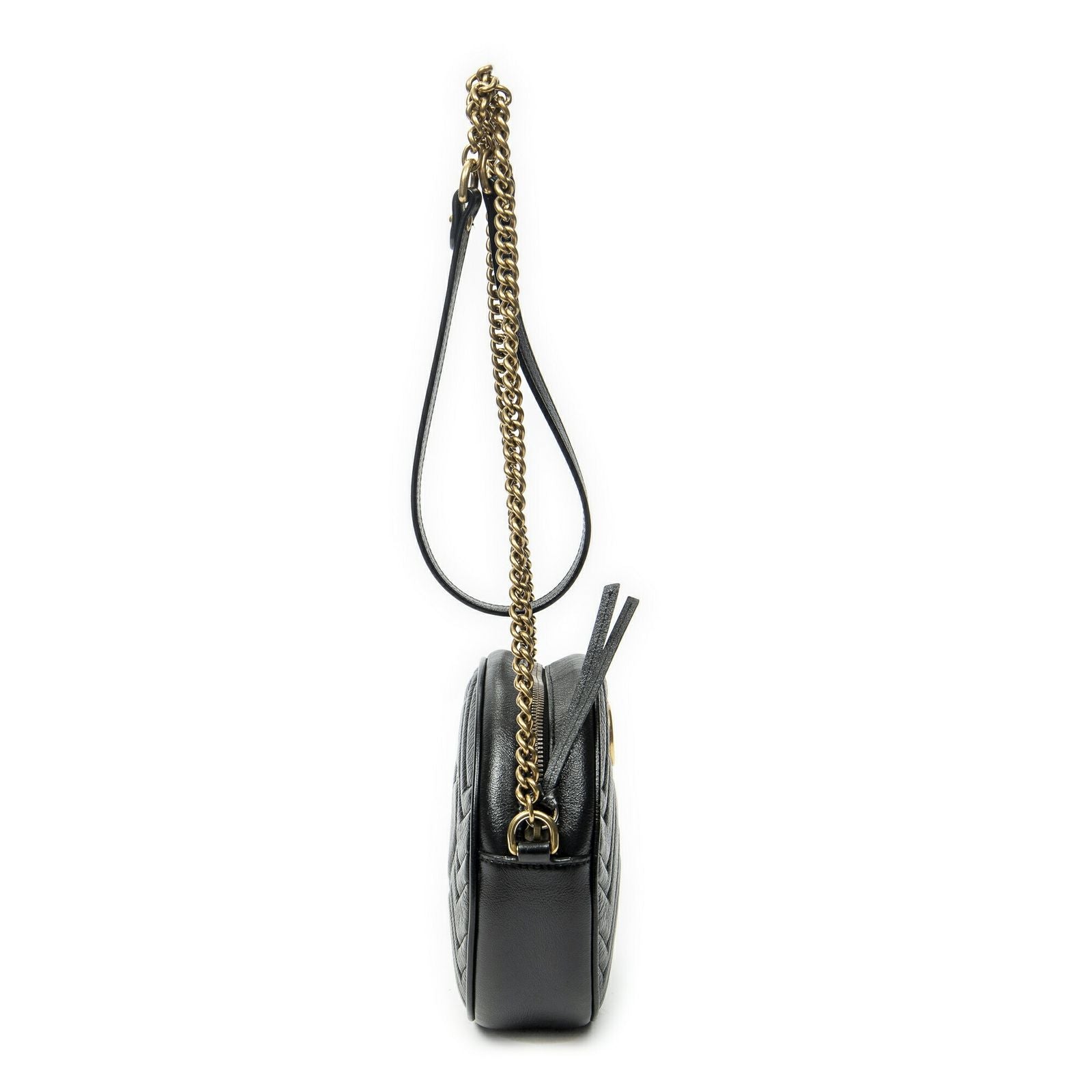 Gucci Small GG Marmont Chain Crossbody Black Matelasse Chez Blanc Leather — view 4