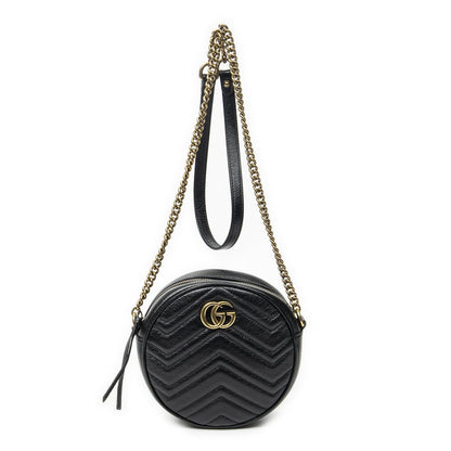 Gucci Small GG Marmont Chain Crossbody Black Matelasse Chez Blanc Leather