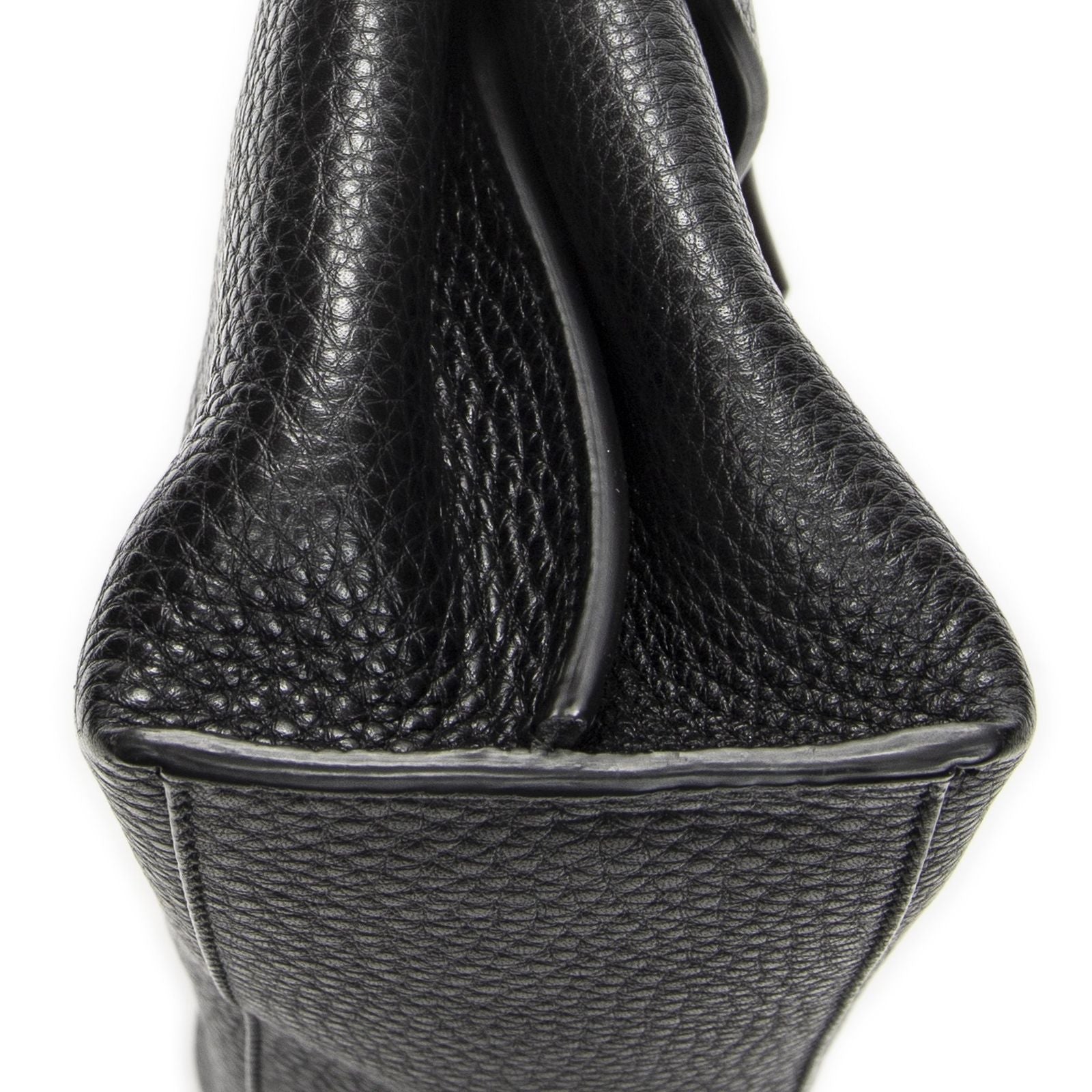 Gucci Small Bamboo Top Handle Flap Black Gray Calfskin Leather — view 7