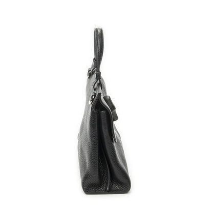 Gucci Small Bamboo Top Handle Flap Black Gray Calfskin Leather — view 4