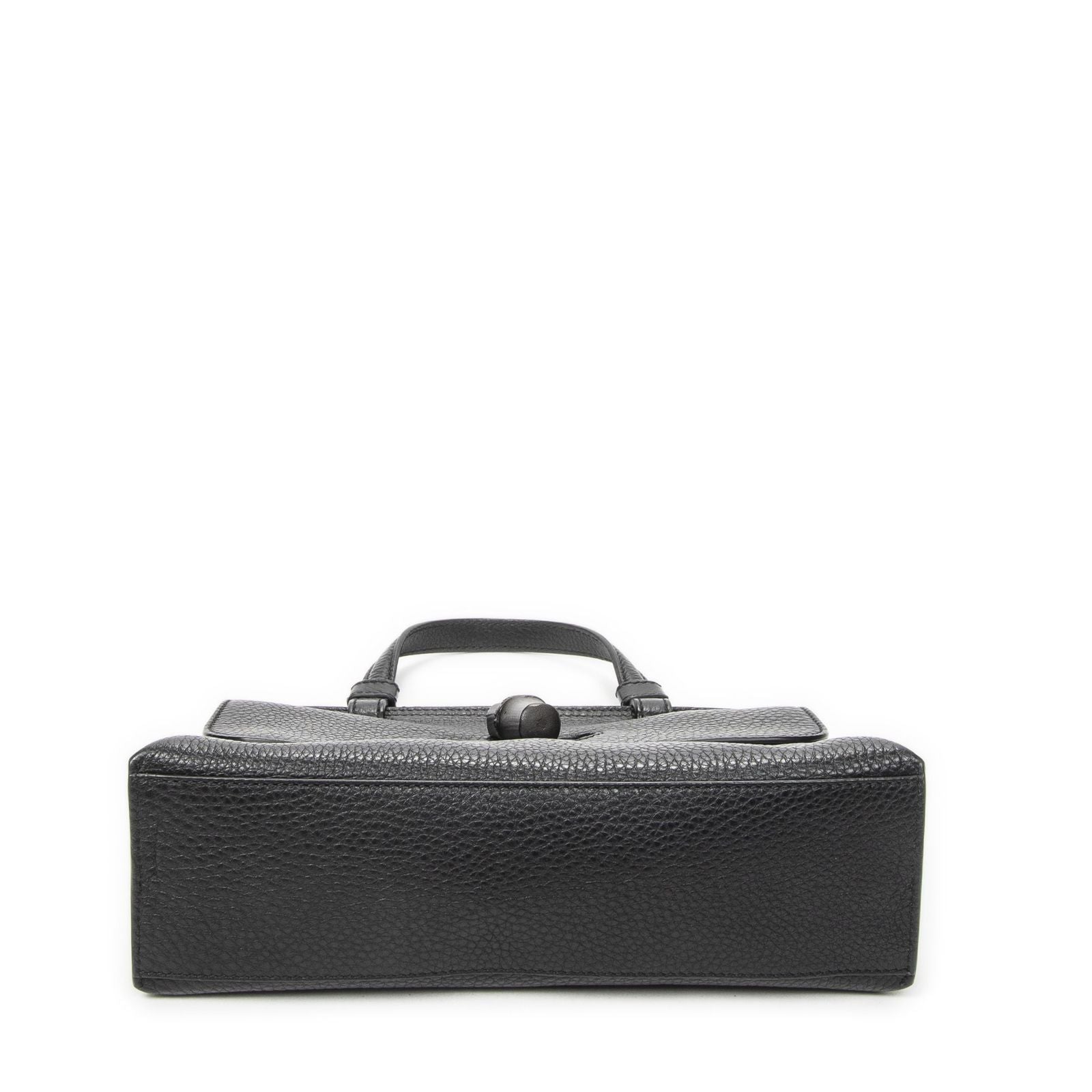 Gucci Small Bamboo Top Handle Flap Black Gray Calfskin Leather — view 6